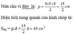 Bài tập Các công thức về hình chóp đều | Lý thuyết và Bài tập Toán 8 có đáp án