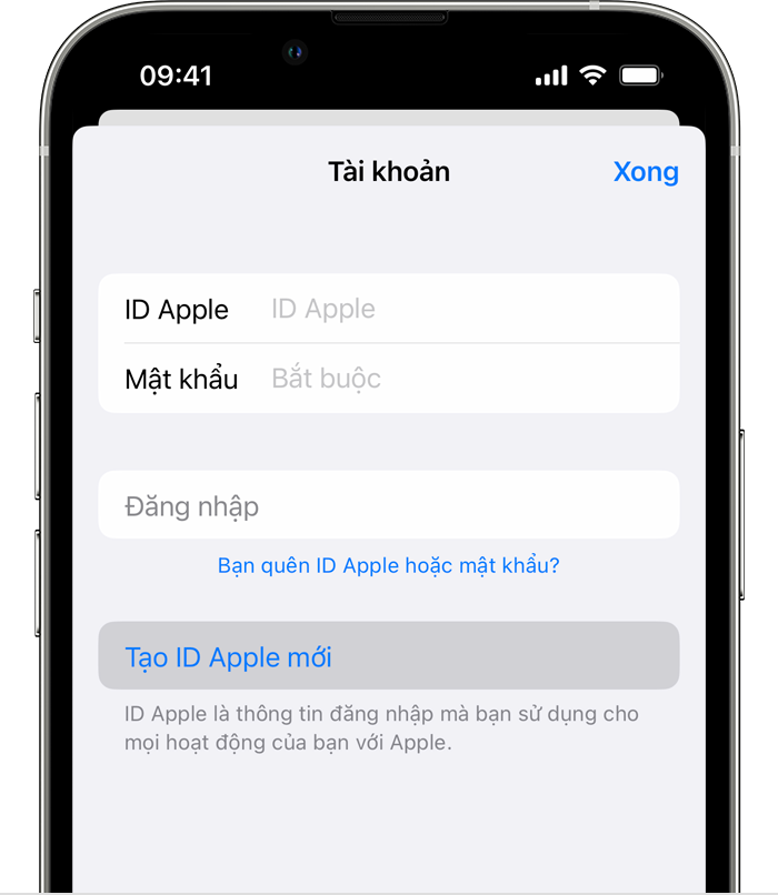 Tạo ID Apple bằng App Store trên thiết bị của bạn