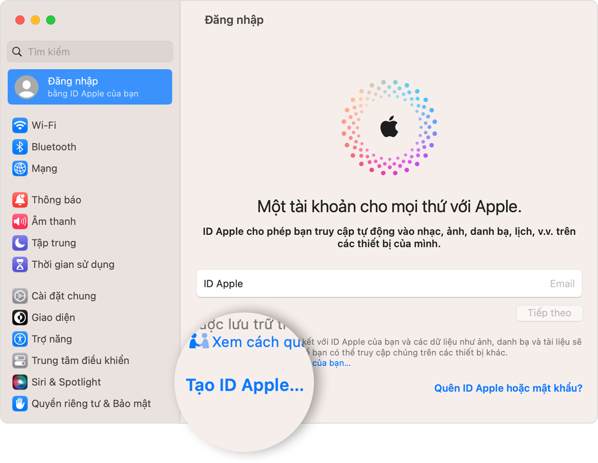 Tạo ID Apple trên máy Mac